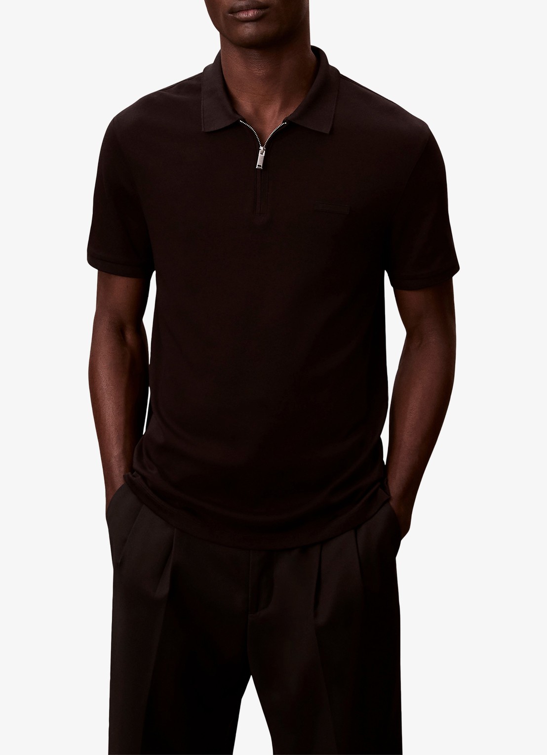 Calvin Klein Regular fit polo met logo - detail 2 zwart