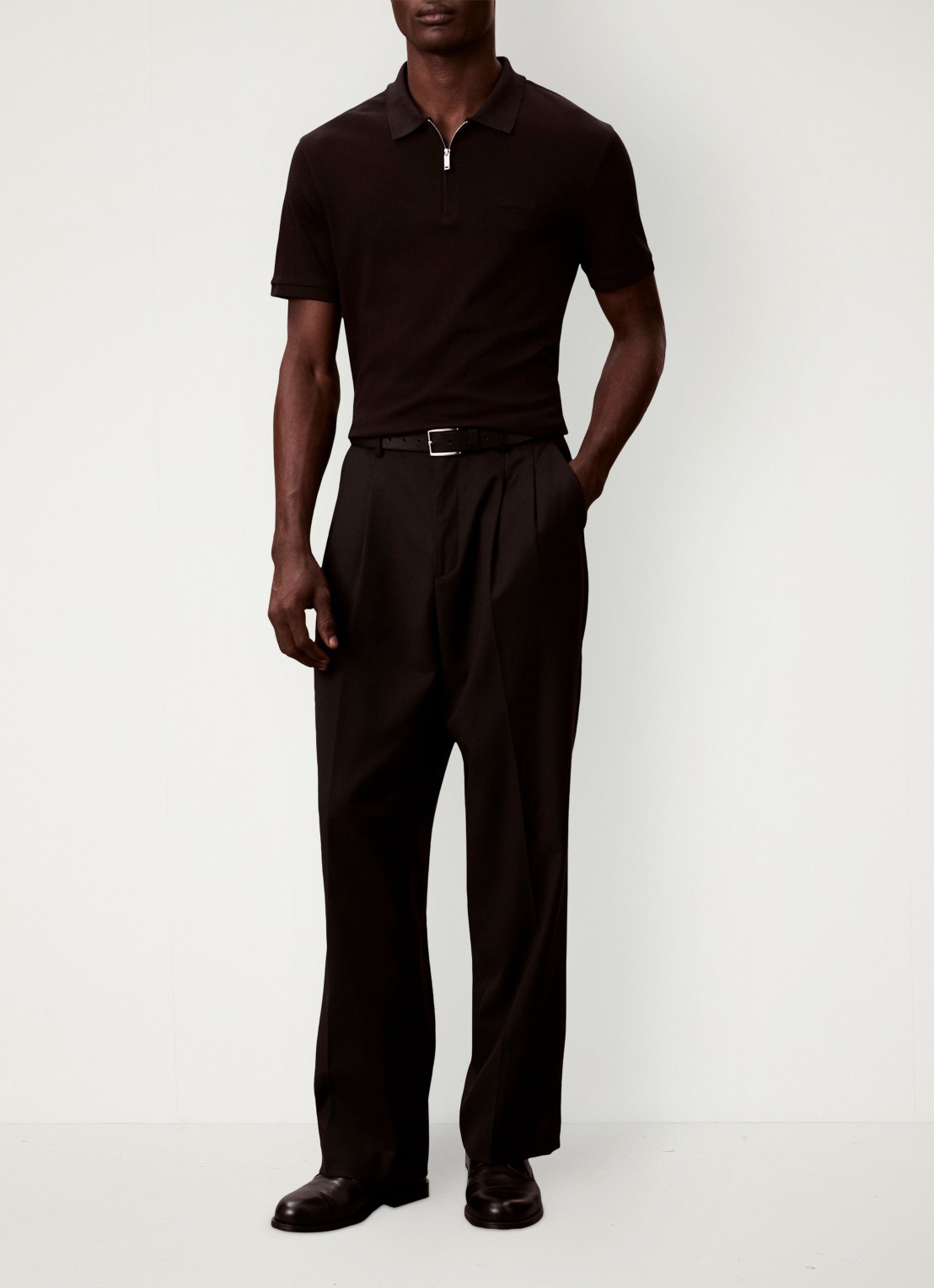 Calvin Klein Regular fit polo met logo - voorkant 5 zwart