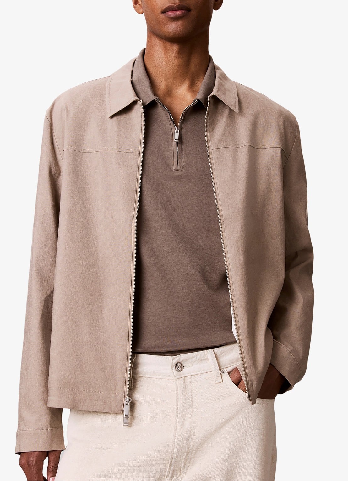 Calvin Klein Regular fit polo met logo - detail 5 taupe