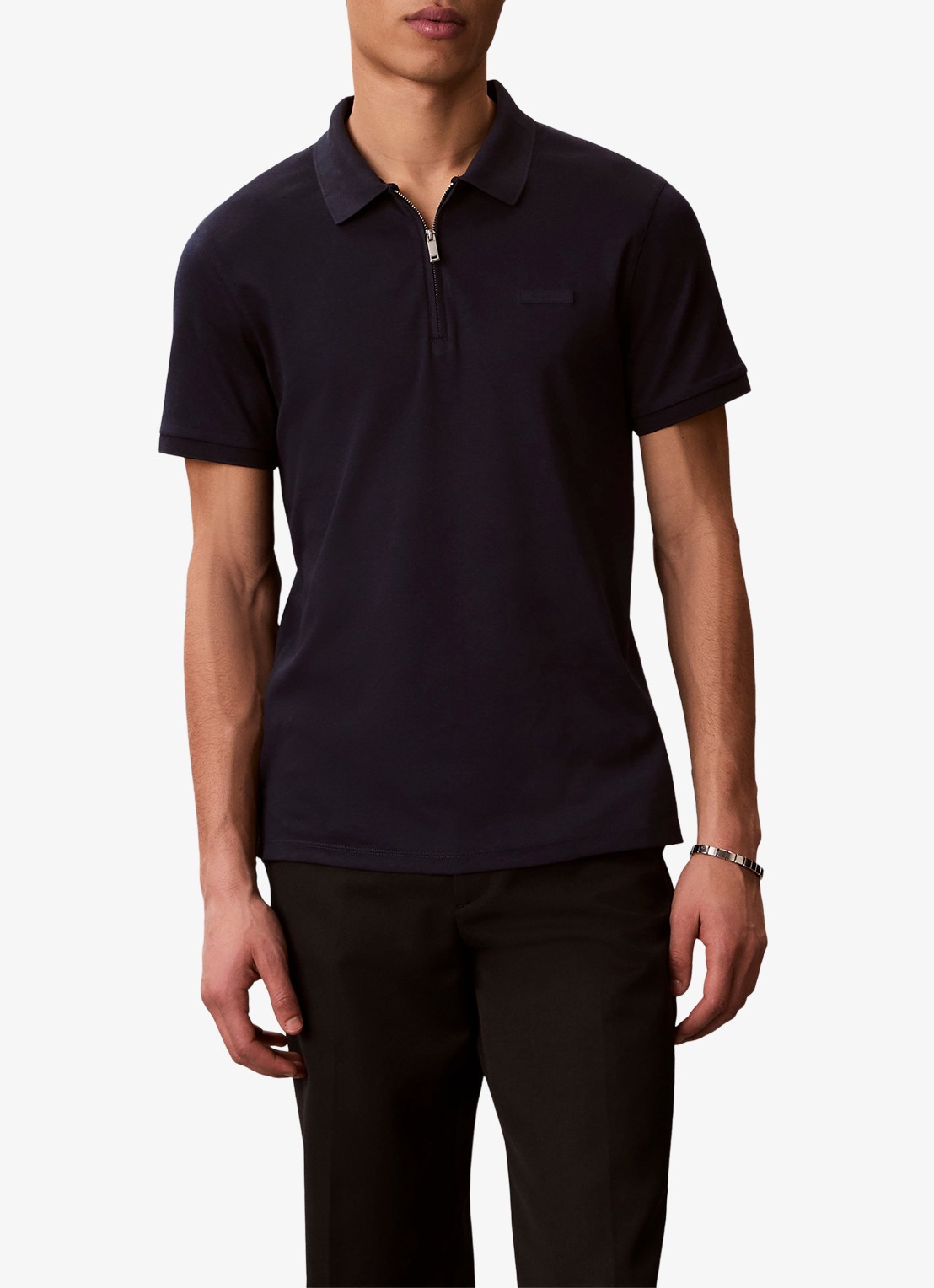 Calvin Klein Regular fit polo met logo - detail 2 dark sapphire-cef /  bruin
