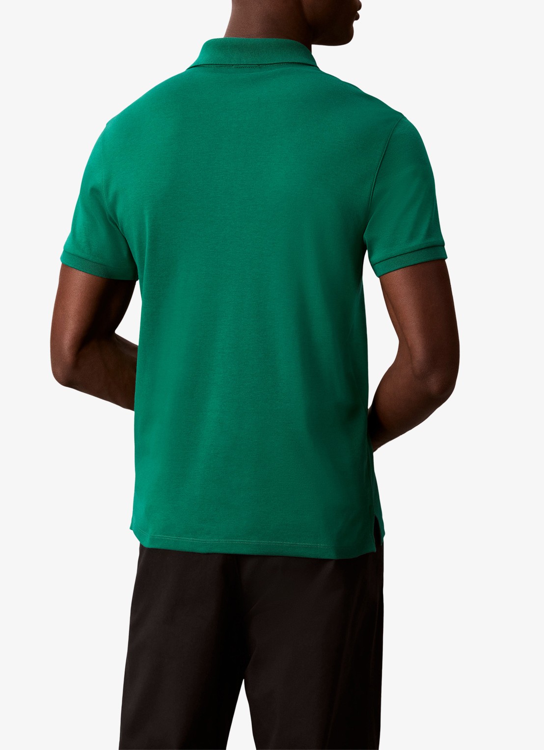 Calvin Klein Regular fit polo met logo - achterkant 5 donkergroen