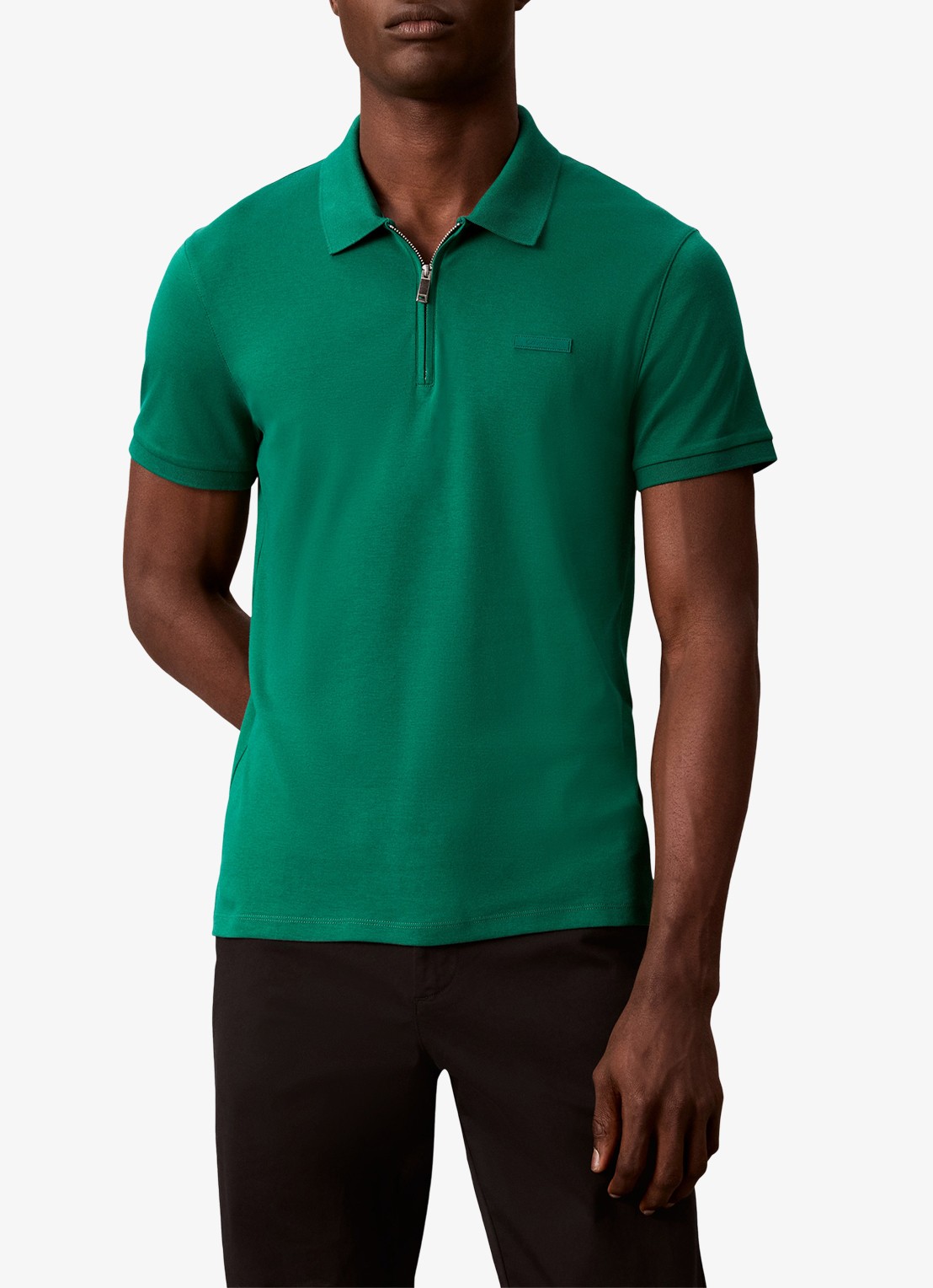 Calvin Klein Regular fit polo met logo - detail donkergroen