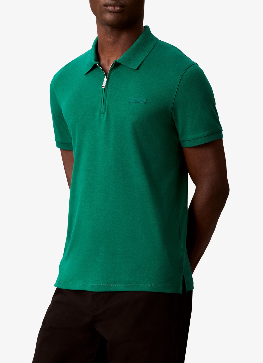 Calvin Klein Regular fit polo met logo - detail 2 donkergroen