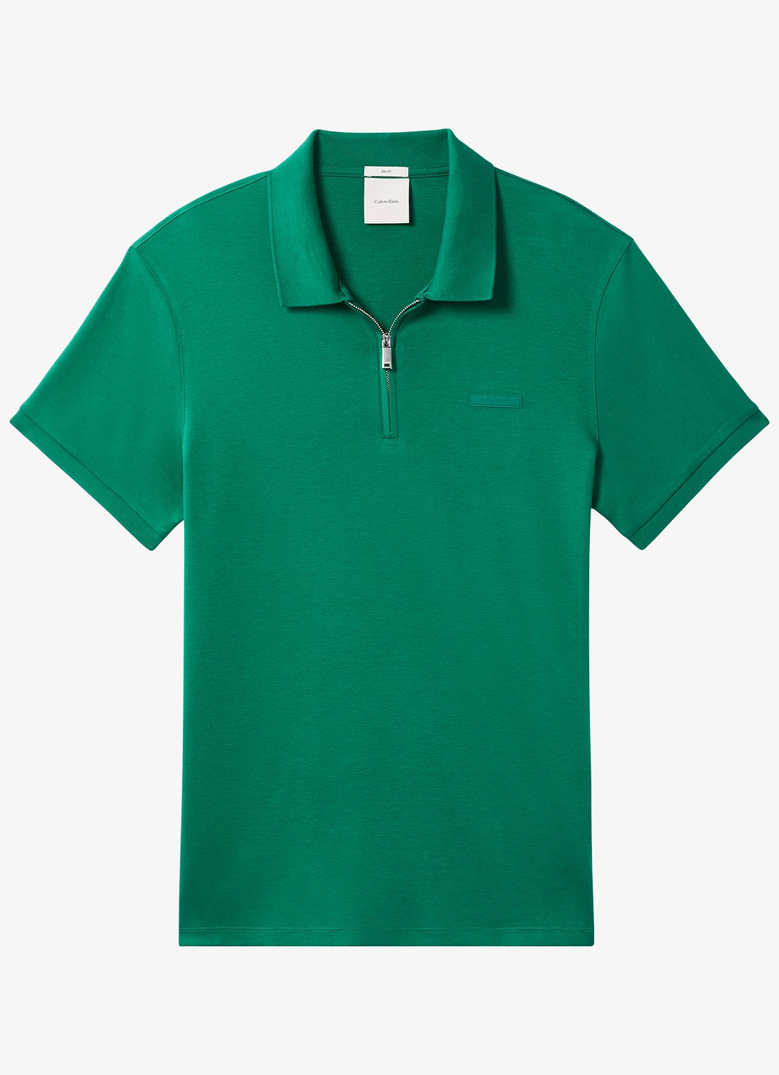 Calvin Klein Regular fit polo met logo - voorkant 3 donkergroen