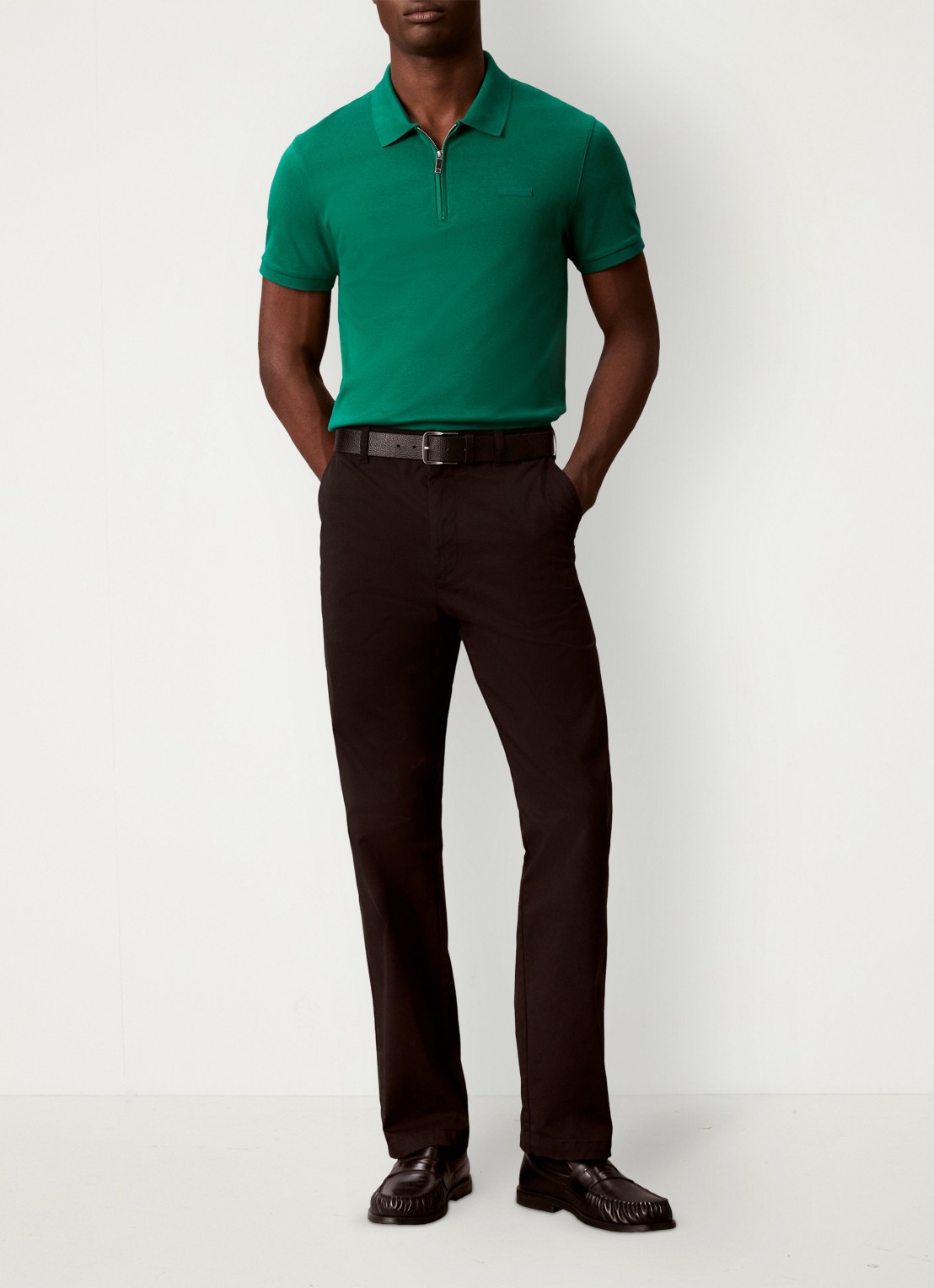 Calvin Klein Regular fit polo met logo - voorkant 4 donkergroen