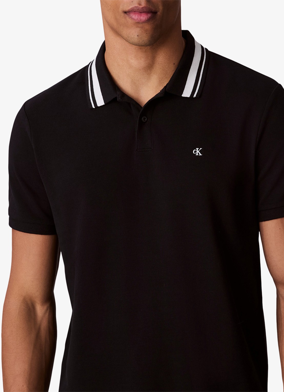 Calvin Klein Regular fit polo met logoborduring - detail 2 zwart