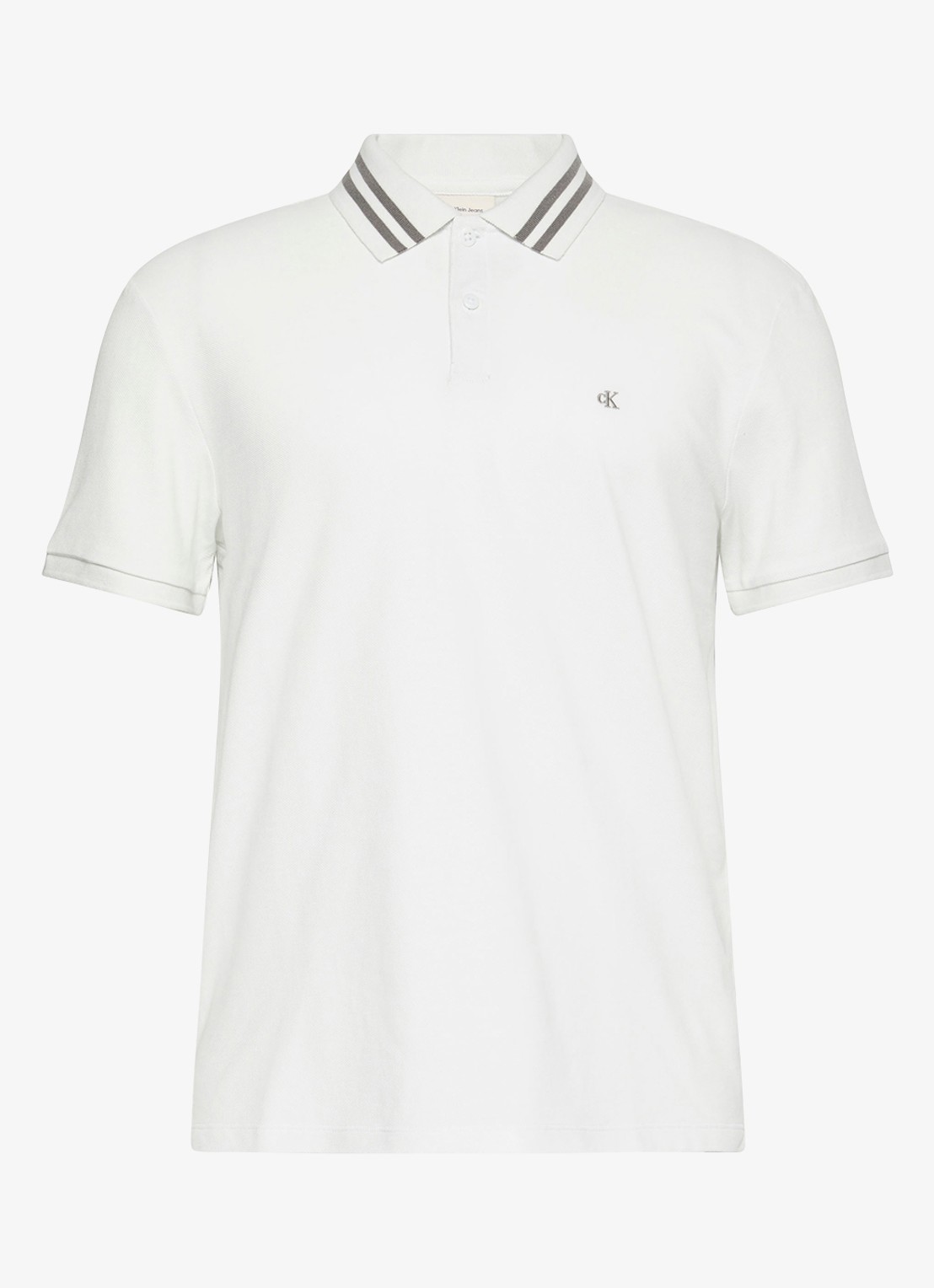Calvin Klein Regular fit polo met logoborduring - voorkant 2 wit