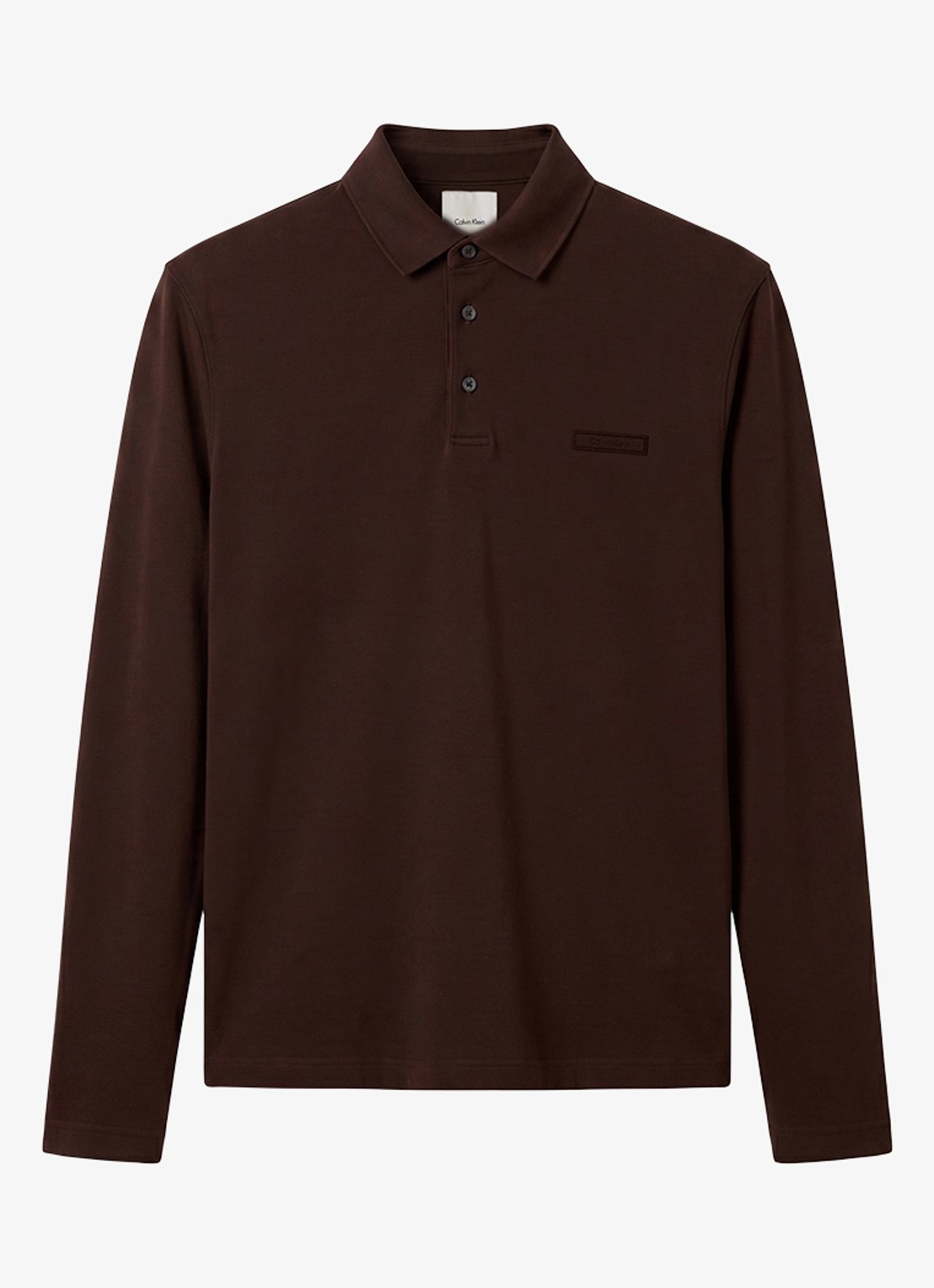 Calvin Klein Regular fit polo met logoborduring - voorkant 4 donkerbruin