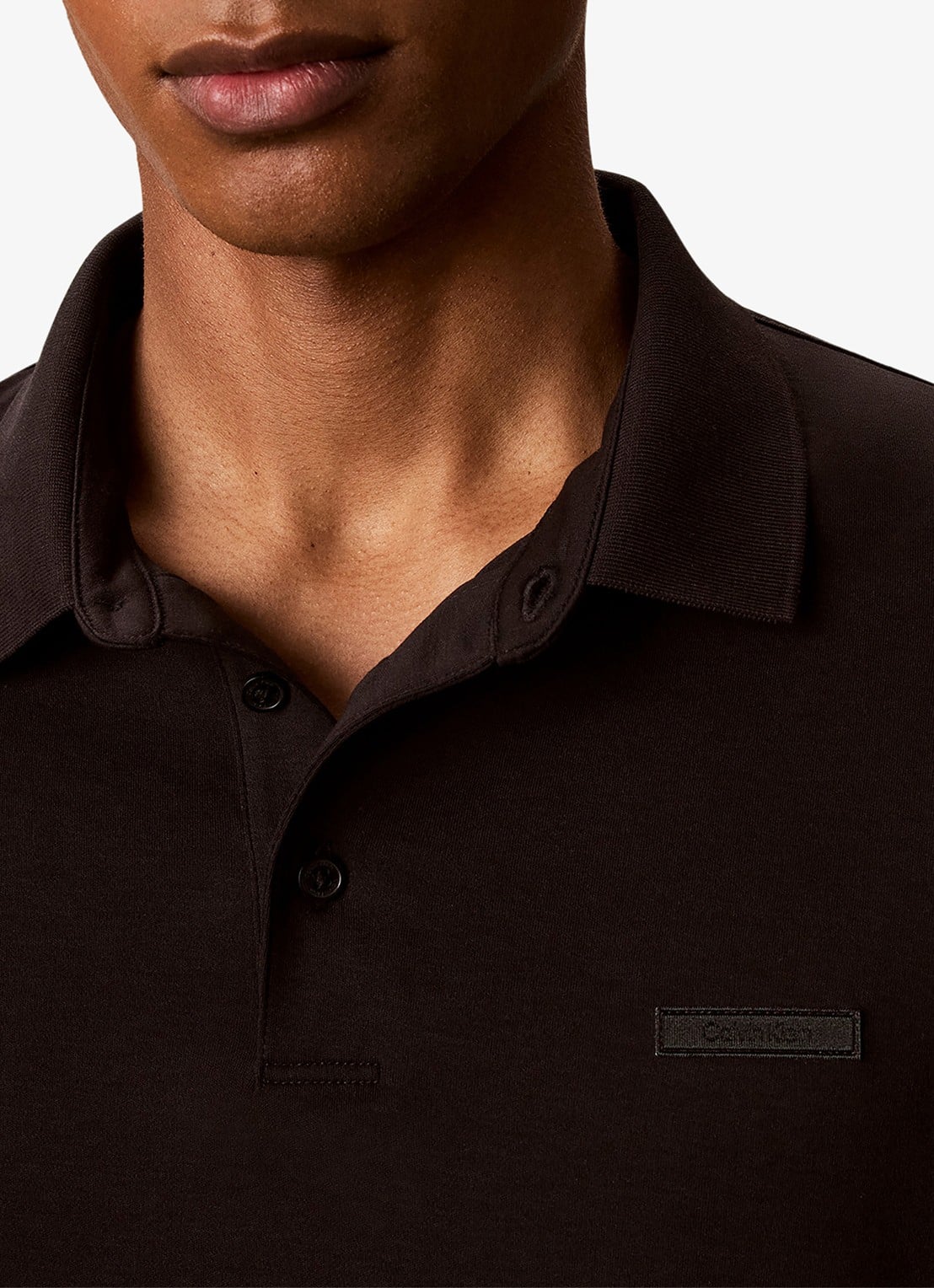 Calvin Klein Regular fit polo met logoborduring - detail 3 zwart