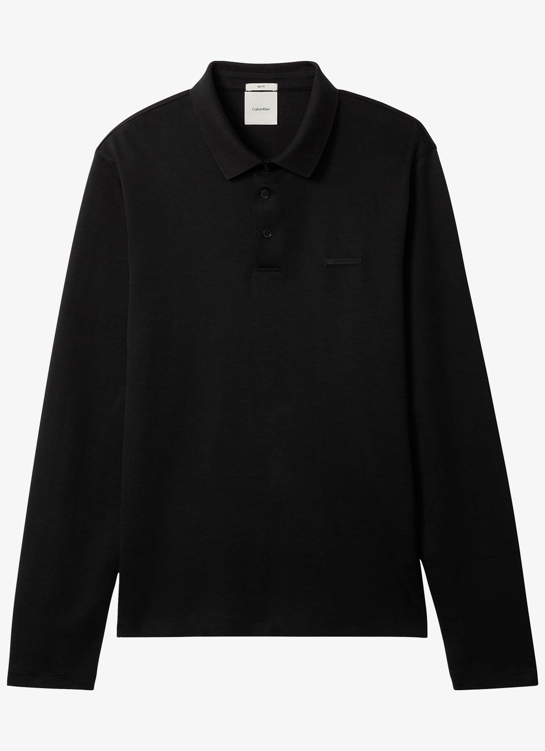 Calvin Klein Regular fit polo met logoborduring - voorkant 5 zwart