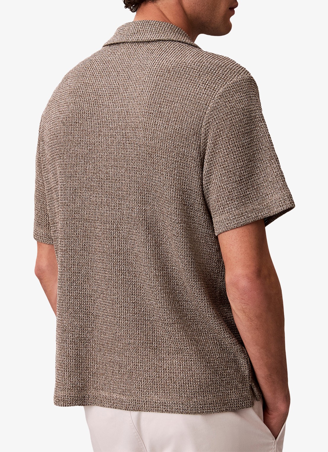 Calvin Klein Regular fit polo met structuur - achterkant 3 lichtbruin
