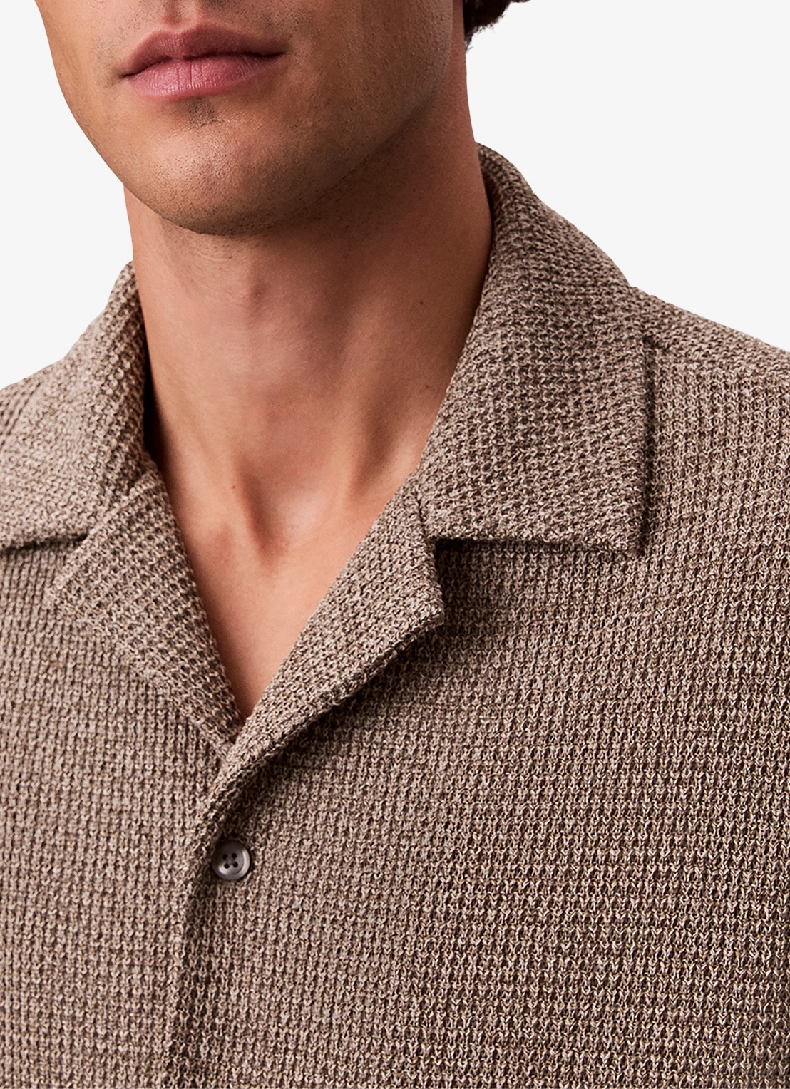 Calvin Klein Regular fit polo met structuur - detail 5 lichtbruin