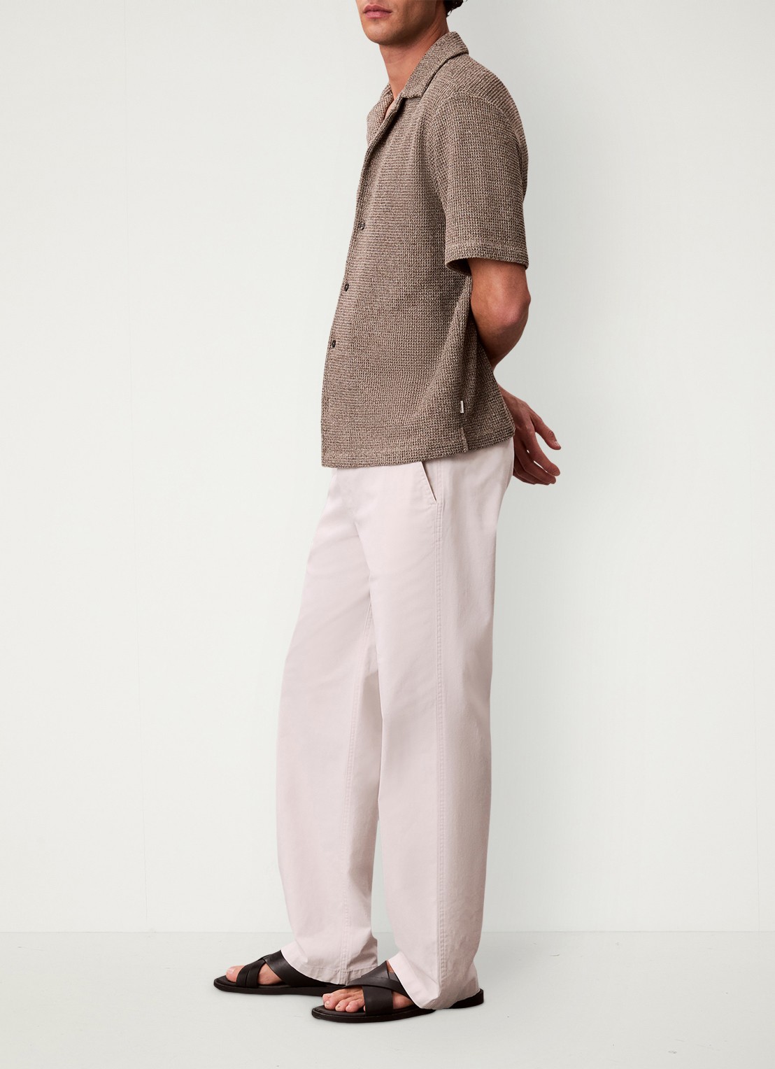 Calvin Klein Regular fit polo met structuur - voorkant 2 lichtbruin