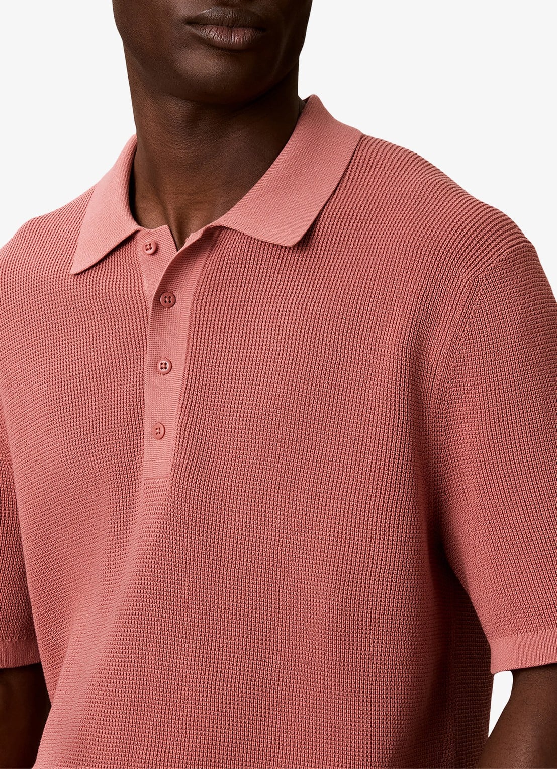 Calvin Klein Regular fit polo met structuur - detail 6 lichtrood
