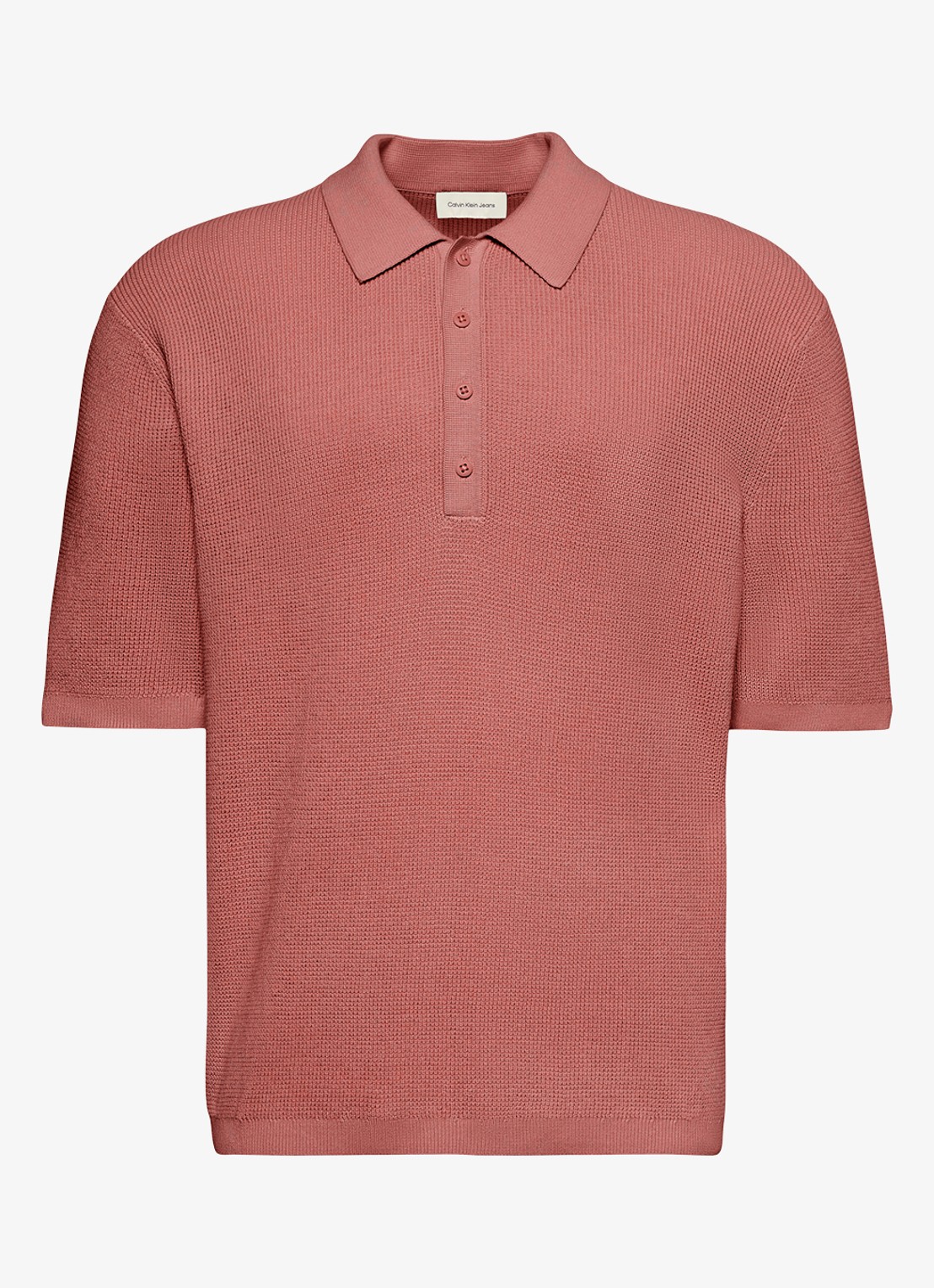 Calvin Klein Regular fit polo met structuur - voorkant 2 lichtrood