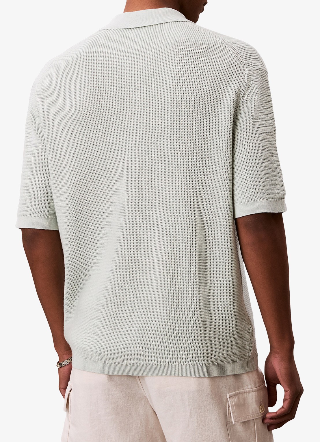 Calvin Klein Regular fit polo met structuur - achterkant grijs