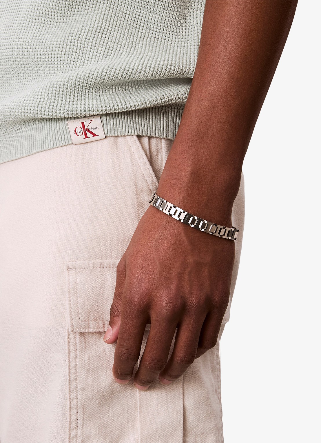 Calvin Klein Regular fit polo met structuur - detail 4 grijs