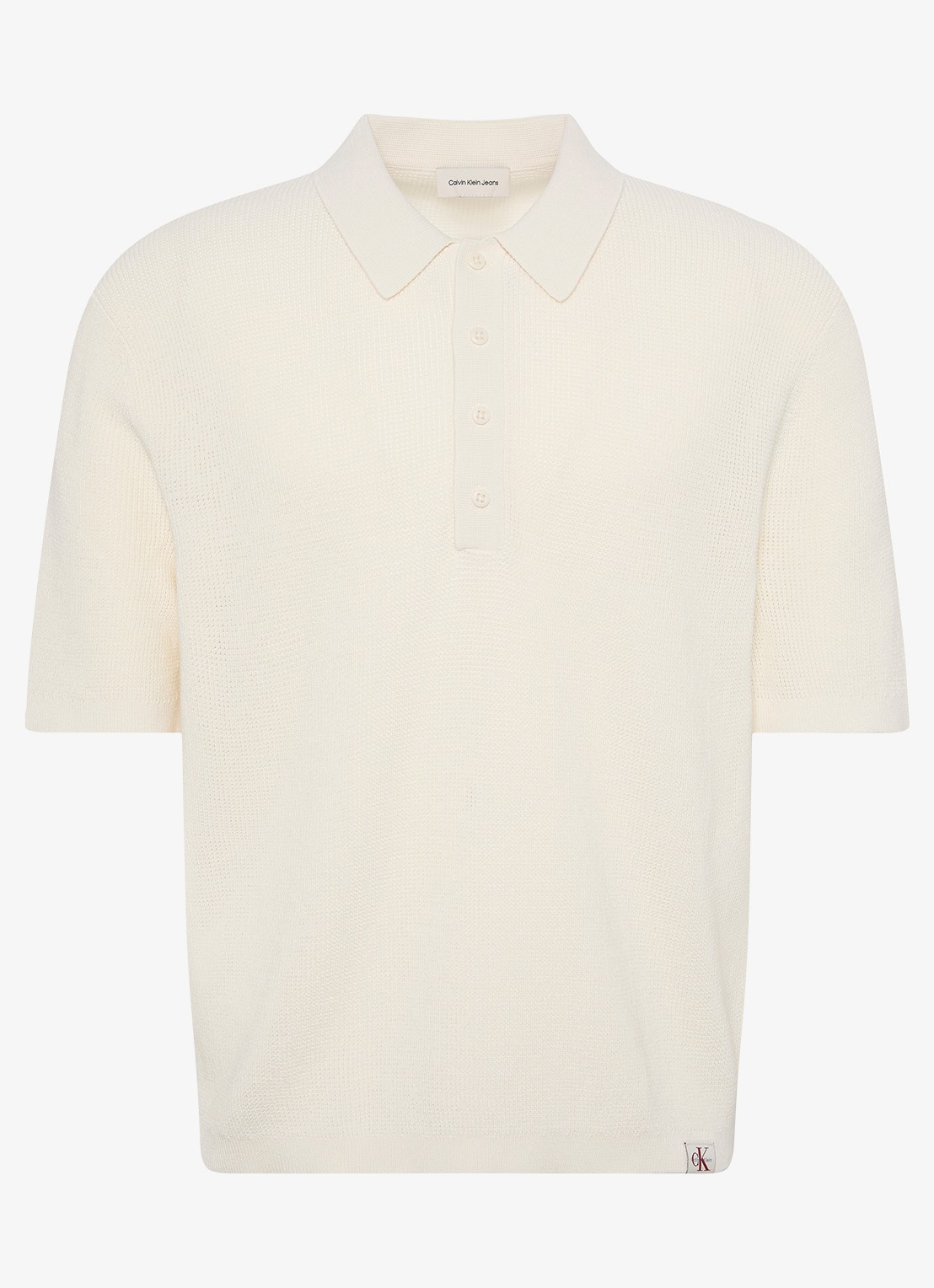 Calvin Klein Regular fit polo met structuur - voorkant 2 ivoor