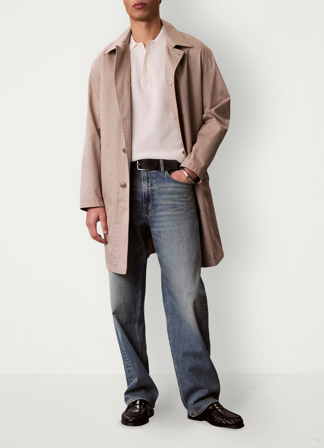 Calvin Klein Regular fit polo met structuur - voorkant 3 ivoor