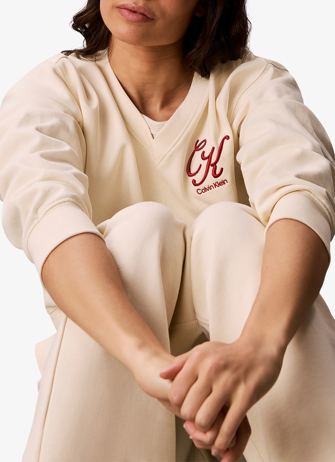 Calvin Klein Relaxed Terry sweater met logo - detail 6 perzikroze