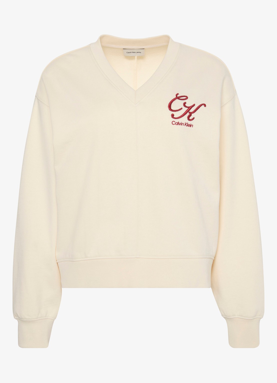 Calvin Klein Relaxed Terry sweater met logo - voorkant perzikroze
