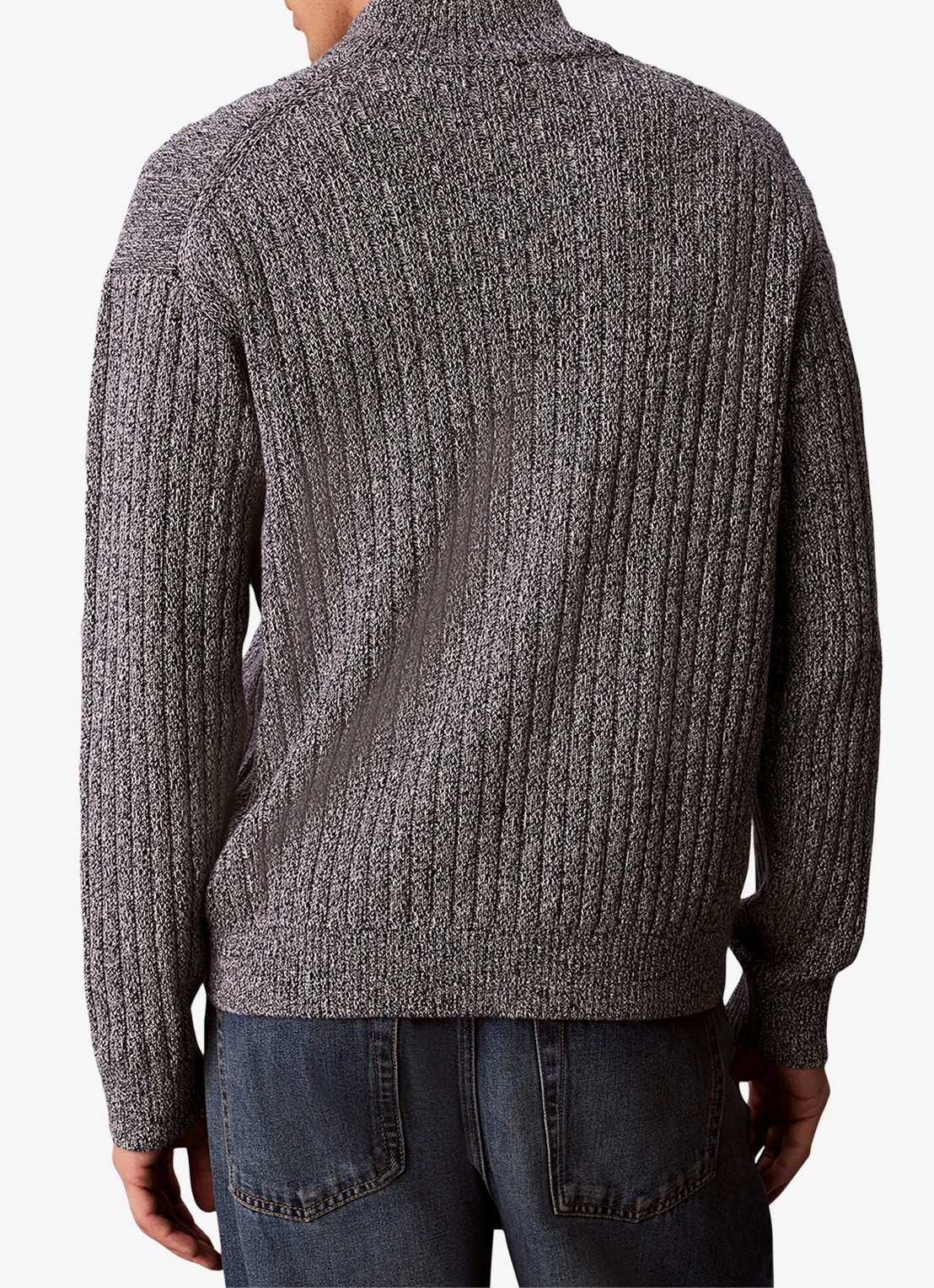 Calvin Klein Ribgebreid vest met logoborduring - achterkant 7 grijs
