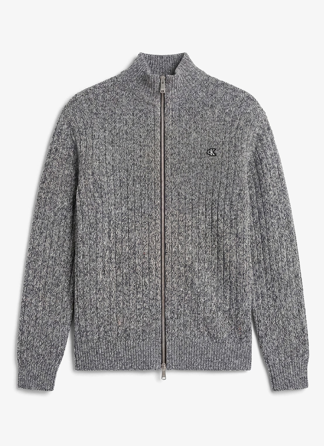 Calvin Klein Ribgebreid vest met logoborduring - voorkant 5 grijs