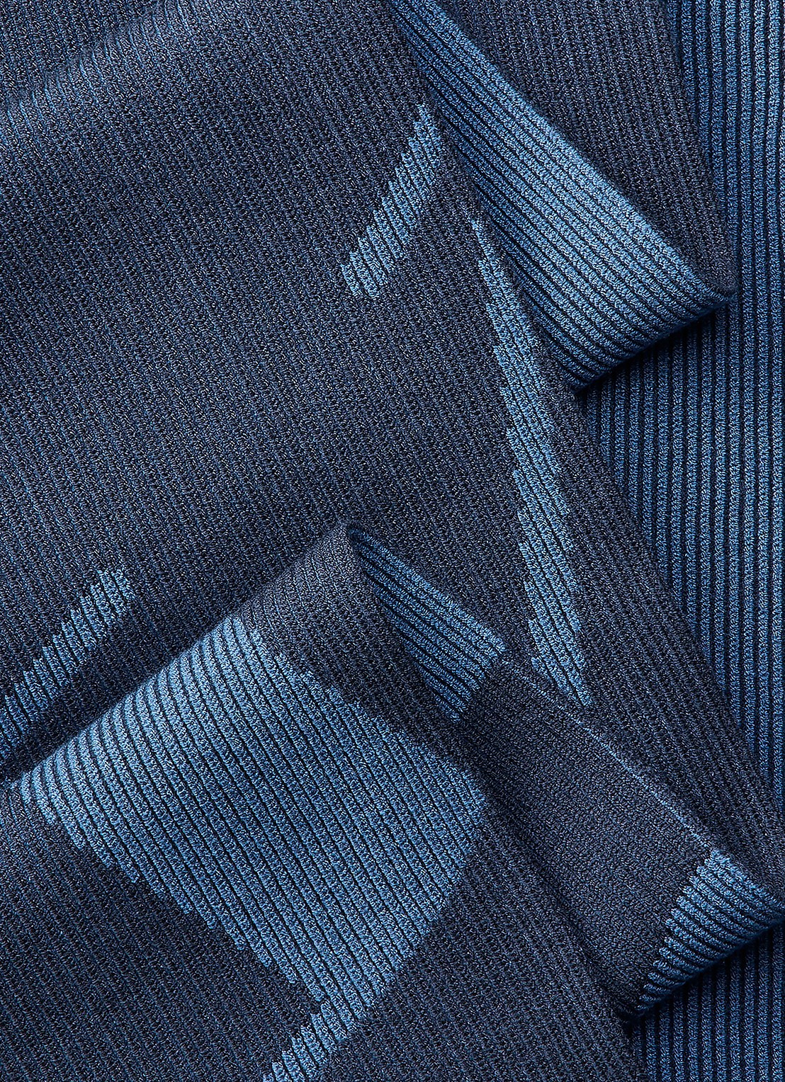 Calvin Klein Ribgebreide sjaal met logoprint 170 x 28 cm - detail indigo