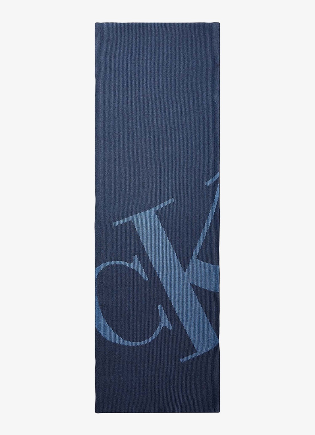 Calvin Klein Ribgebreide sjaal met logoprint 170 x 28 cm - voorkant 3 indigo