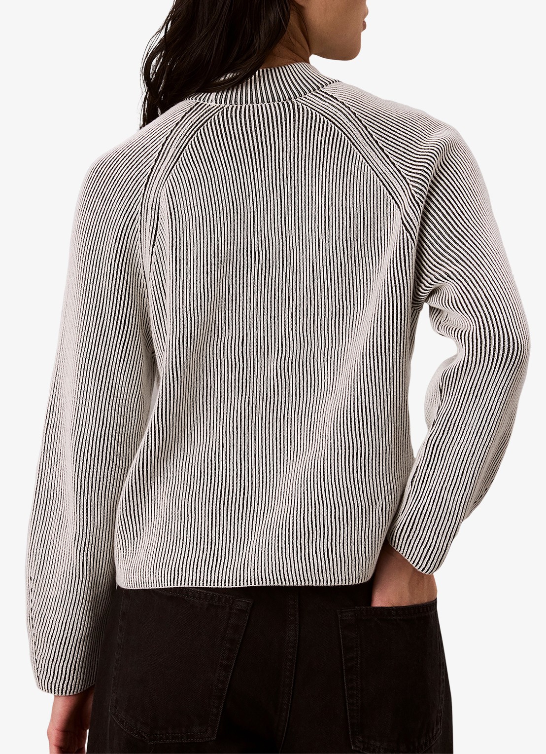 Calvin Klein Ribgebreide trui met grafische logoprint - achterkant 7 zwart