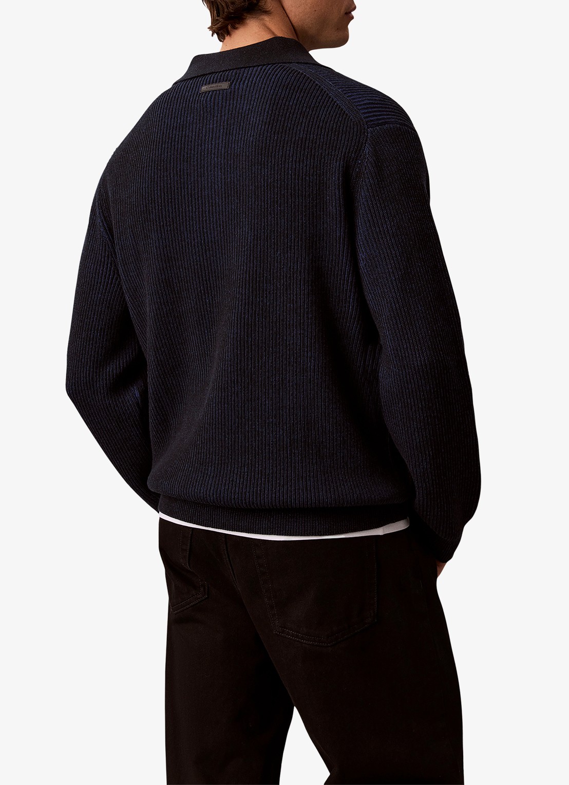 Calvin Klein Ribgebreide trui met kraag - achterkant 6 zwart