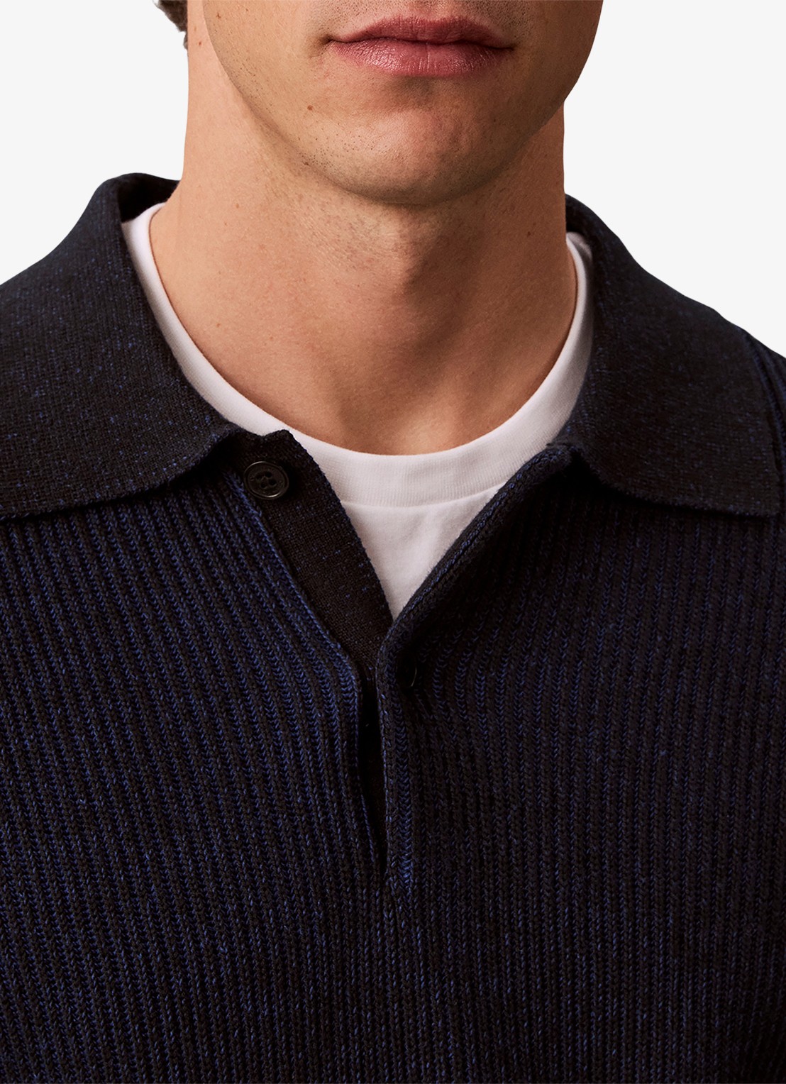 Calvin Klein Ribgebreide trui met kraag - detail 4 zwart
