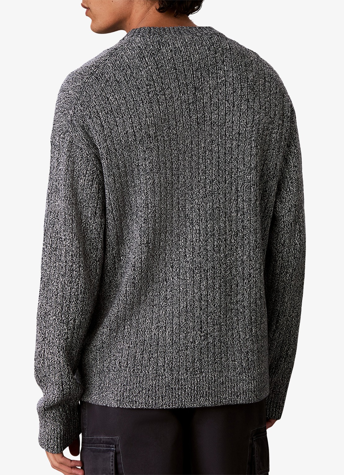 Calvin Klein Ribgebreide trui met logo - achterkant 7 middengrijs