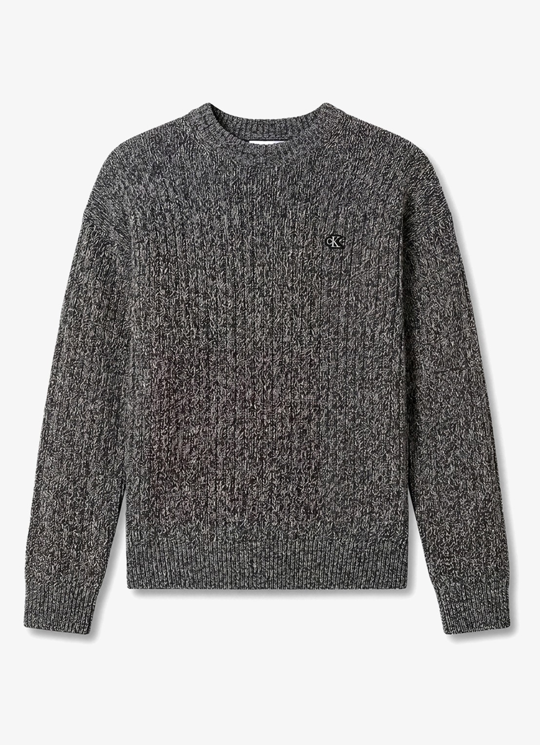 Calvin Klein Ribgebreide trui met logo - voorkant 5 middengrijs