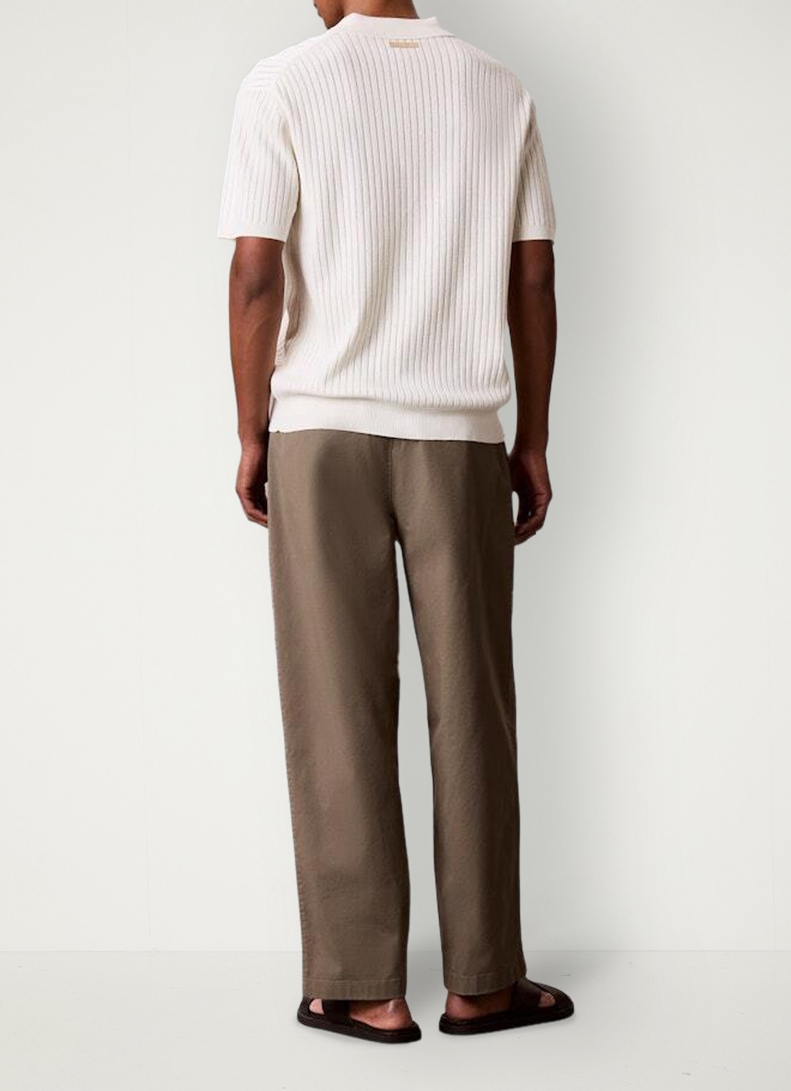 Calvin Klein Ribgebreide trui met polokraag - achterkant tofu-yas /  wit