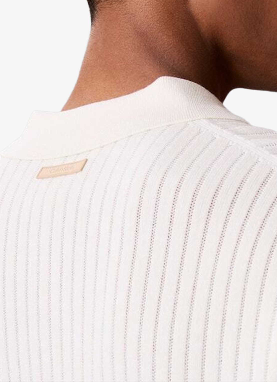 Calvin Klein Ribgebreide trui met polokraag - detail 4 tofu-yas /  wit