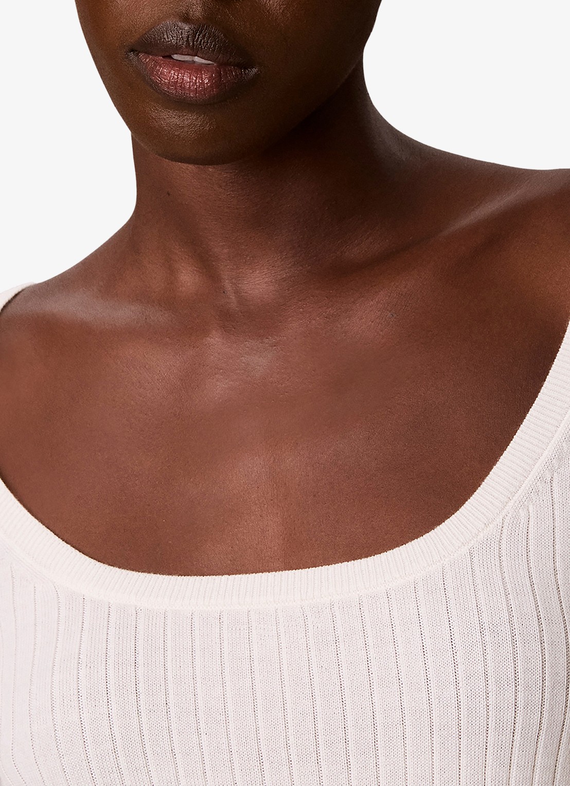 Calvin Klein Ribgebreide trui van merinowol - detail 4 creme