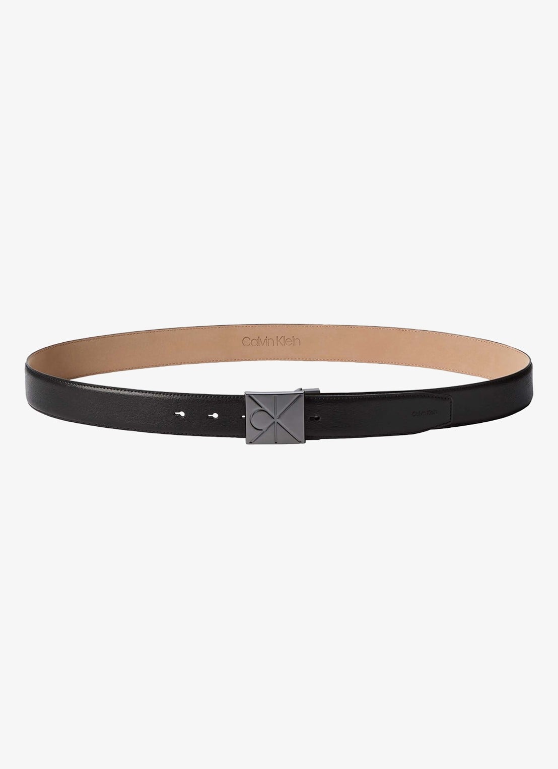 Calvin Klein Riem met logo - voorkant zwart
