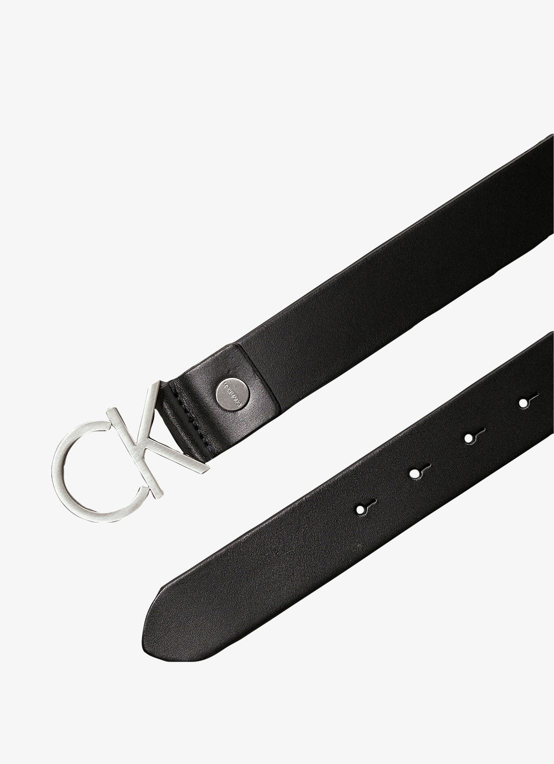 Calvin Klein Riem van leer met logo - detail zwart