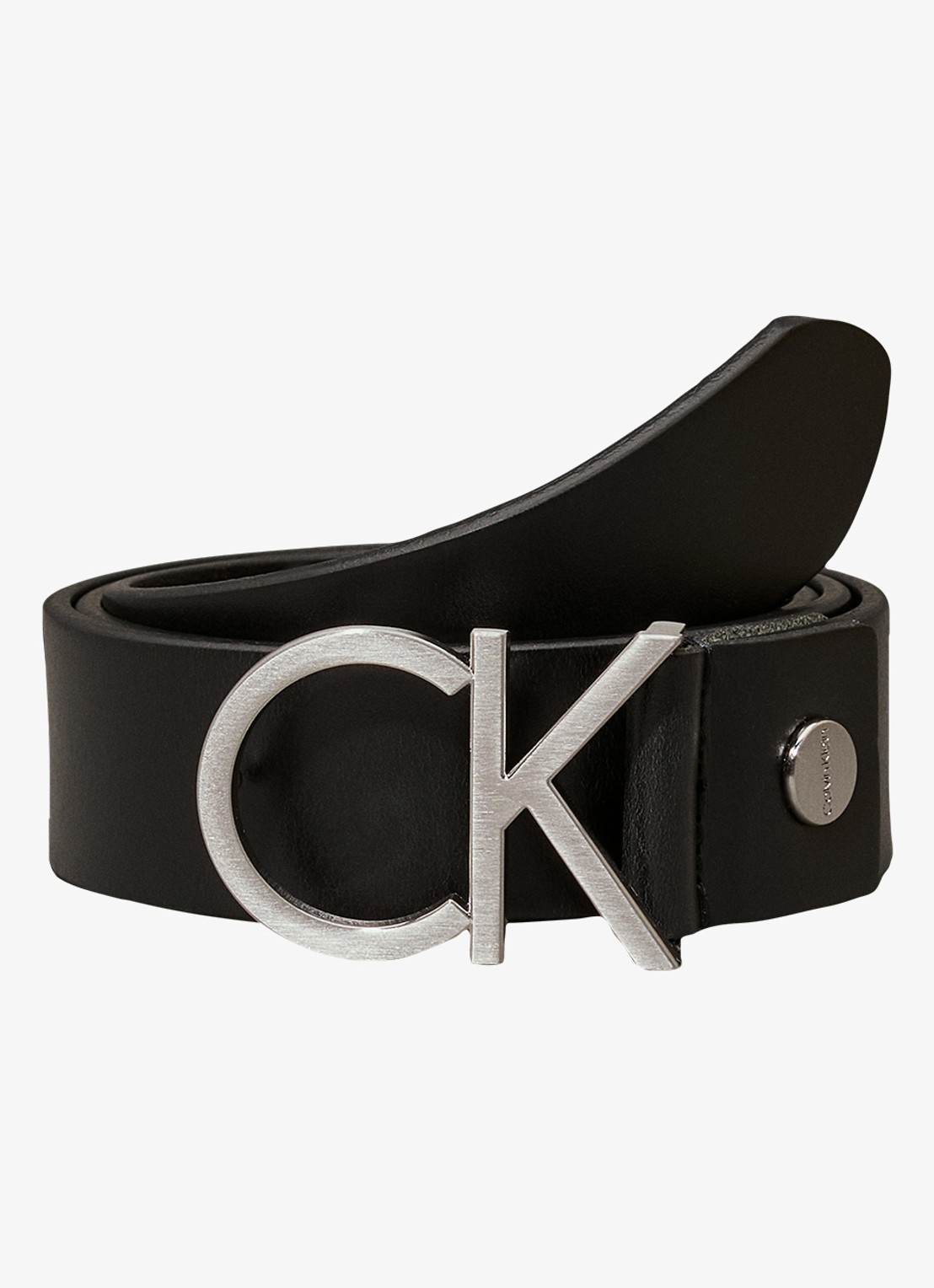 Calvin Klein Riem van leer met logo - voorkant 3 zwart