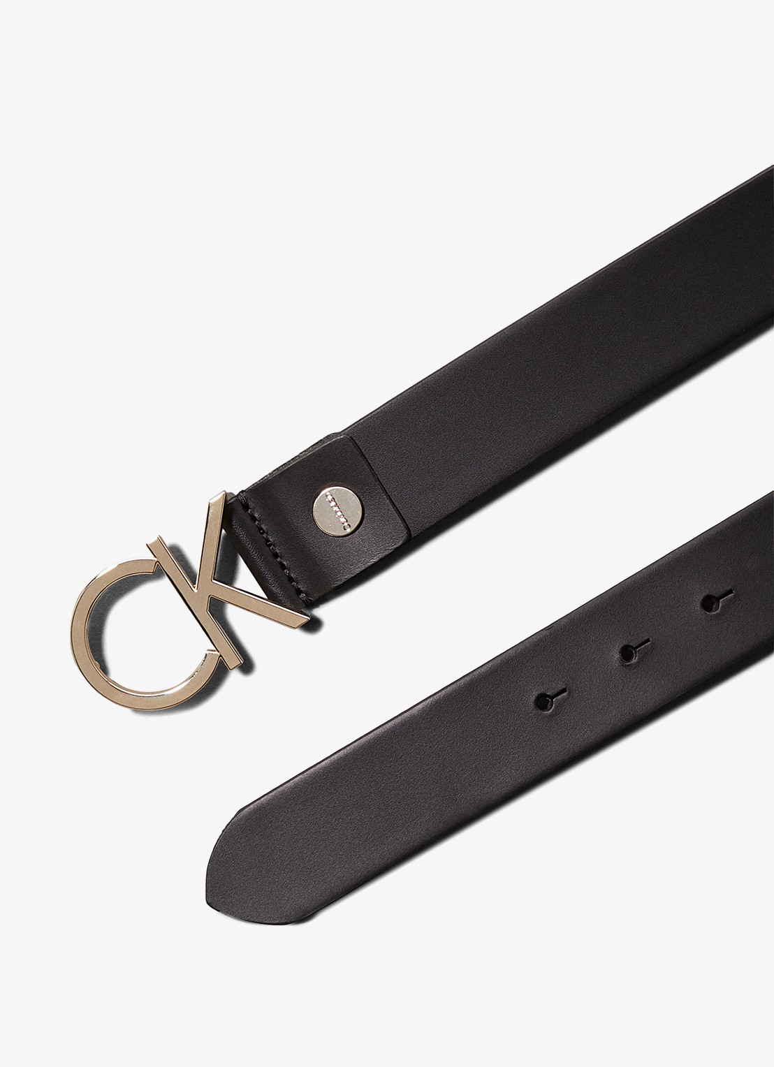 Calvin Klein Riem van leer met logo - voorkant 5 goud