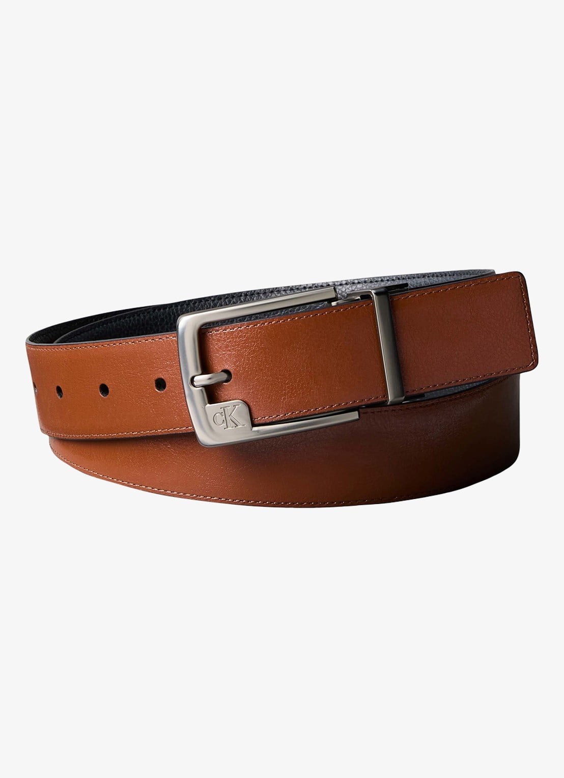 Calvin Klein Riem van leer - voorkant 2 cognac