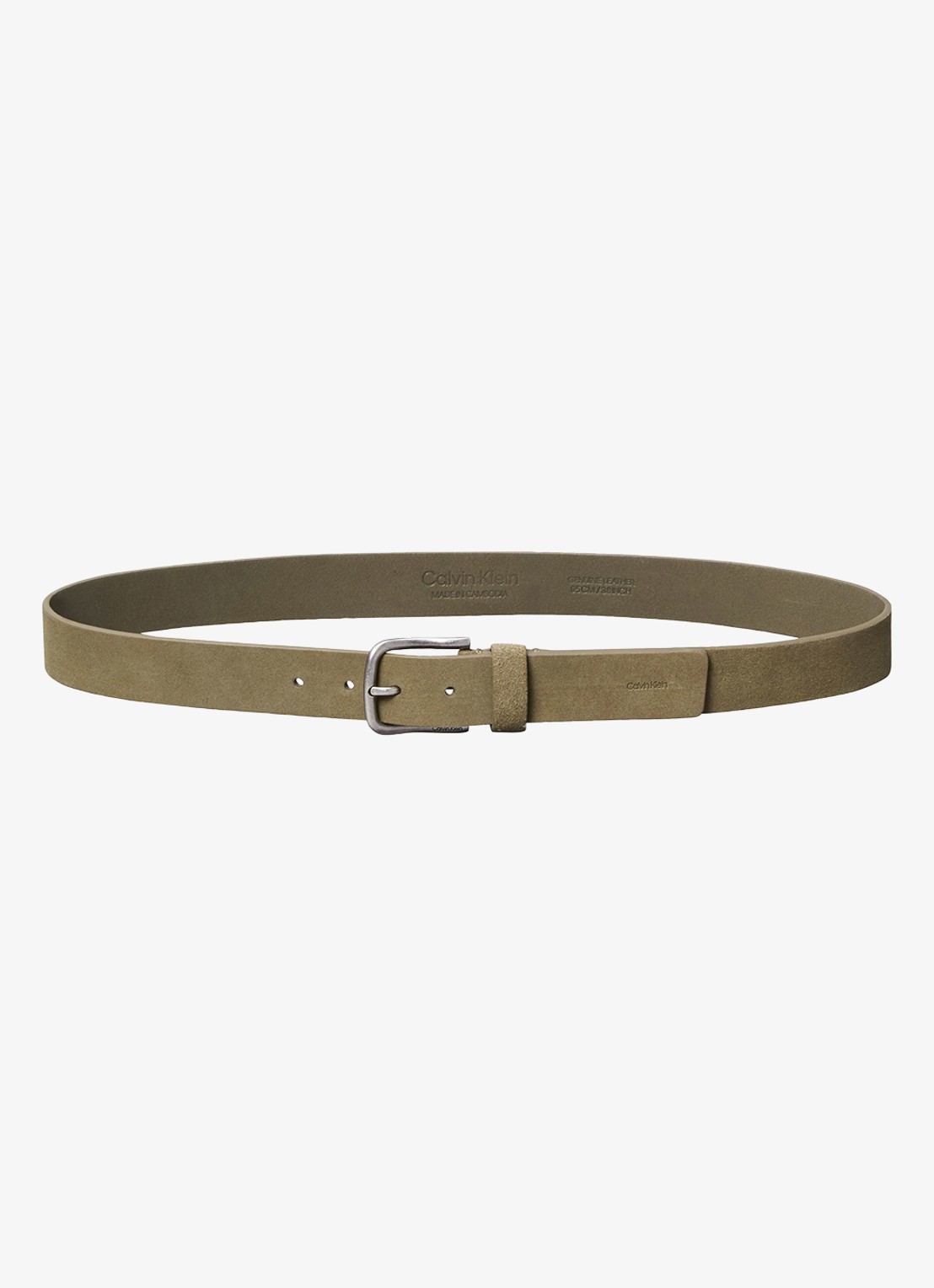 Calvin Klein Riem van suède - detail 2 bronsgroen