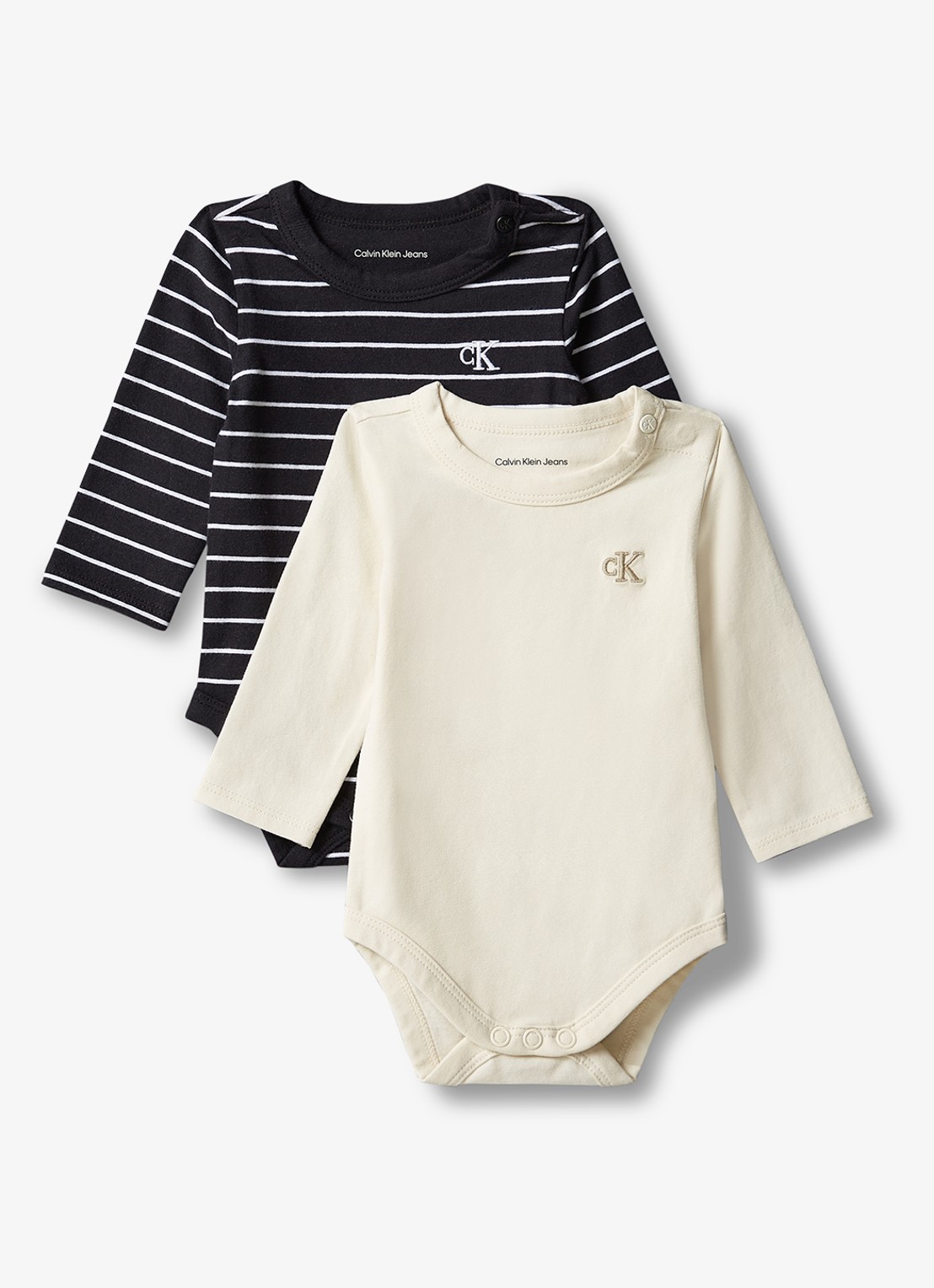 Calvin Klein Romper met logo in 2-pack - voorkant 2 zwart