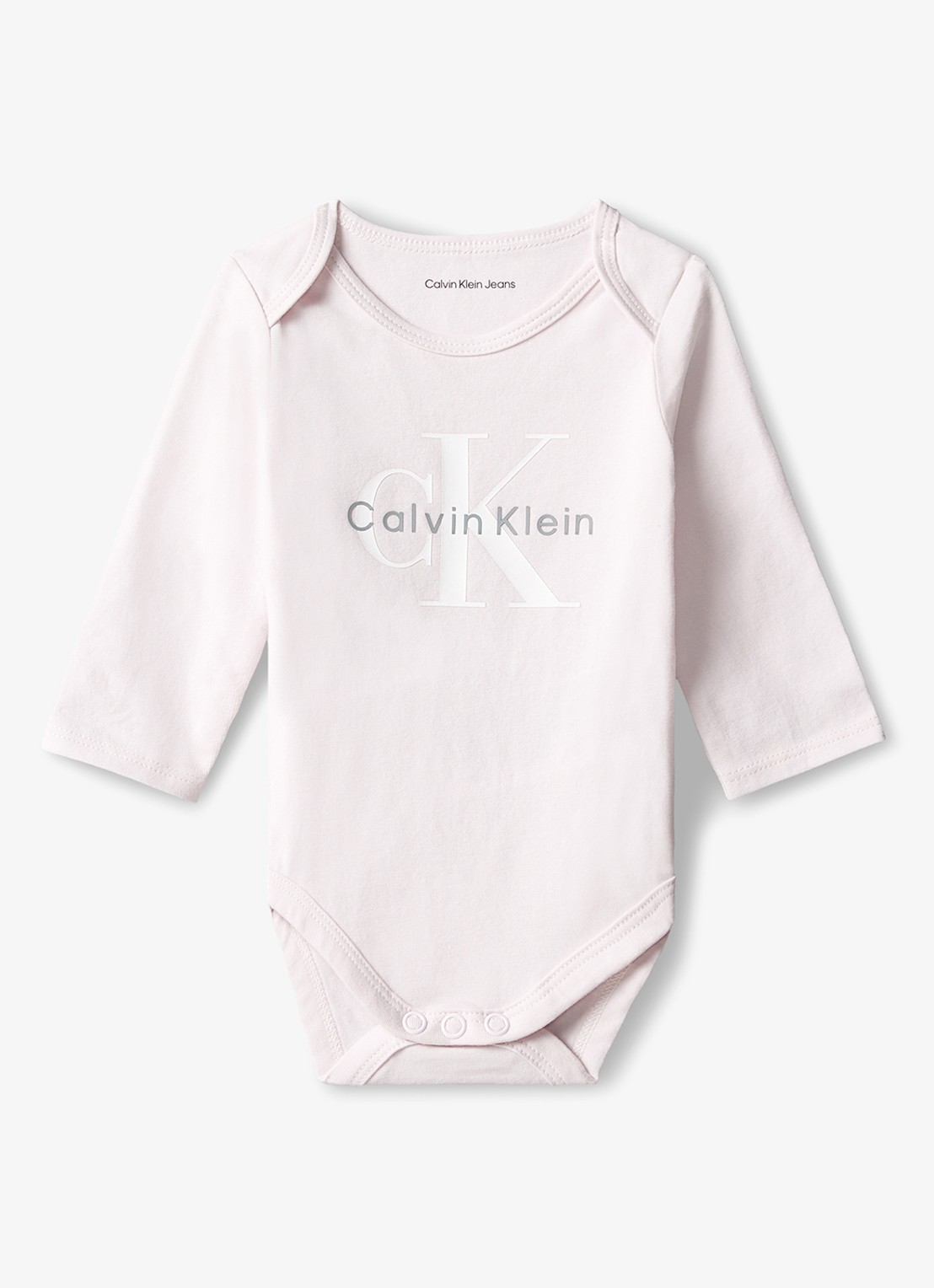 Calvin Klein Romper met logoprint - voorkant lichtroze