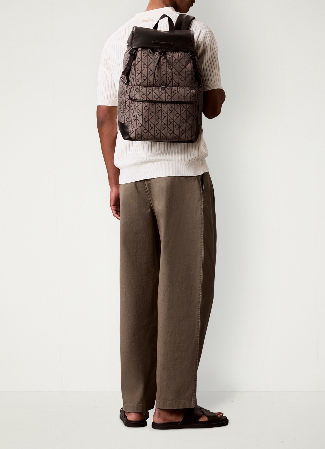 Calvin Klein Rugzak met logoprint - voorkant 3 lotus beige / black aop-7ul /  zwart