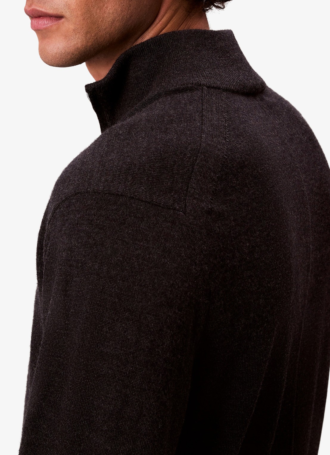Calvin Klein Schipperstrui van wol met halve rits - detail 5 zwart