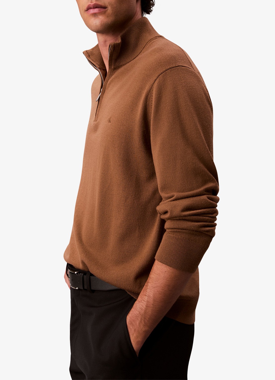 Calvin Klein Schipperstrui van wol met halve rits - detail 3 thrush-041