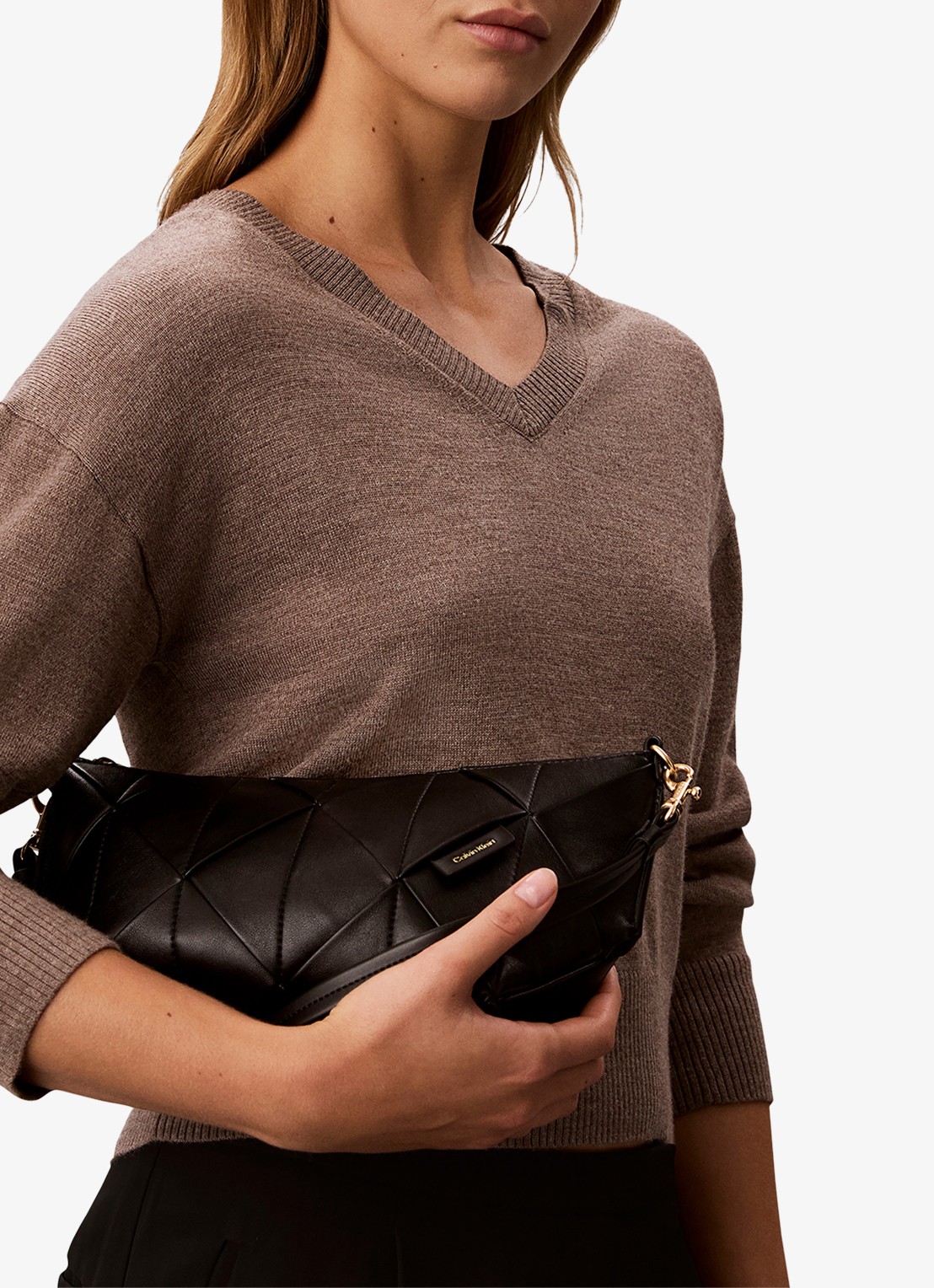 Calvin Klein Schoudertas met afneembare schouderriem - voorkant 2 black-ub1 /  zwart
