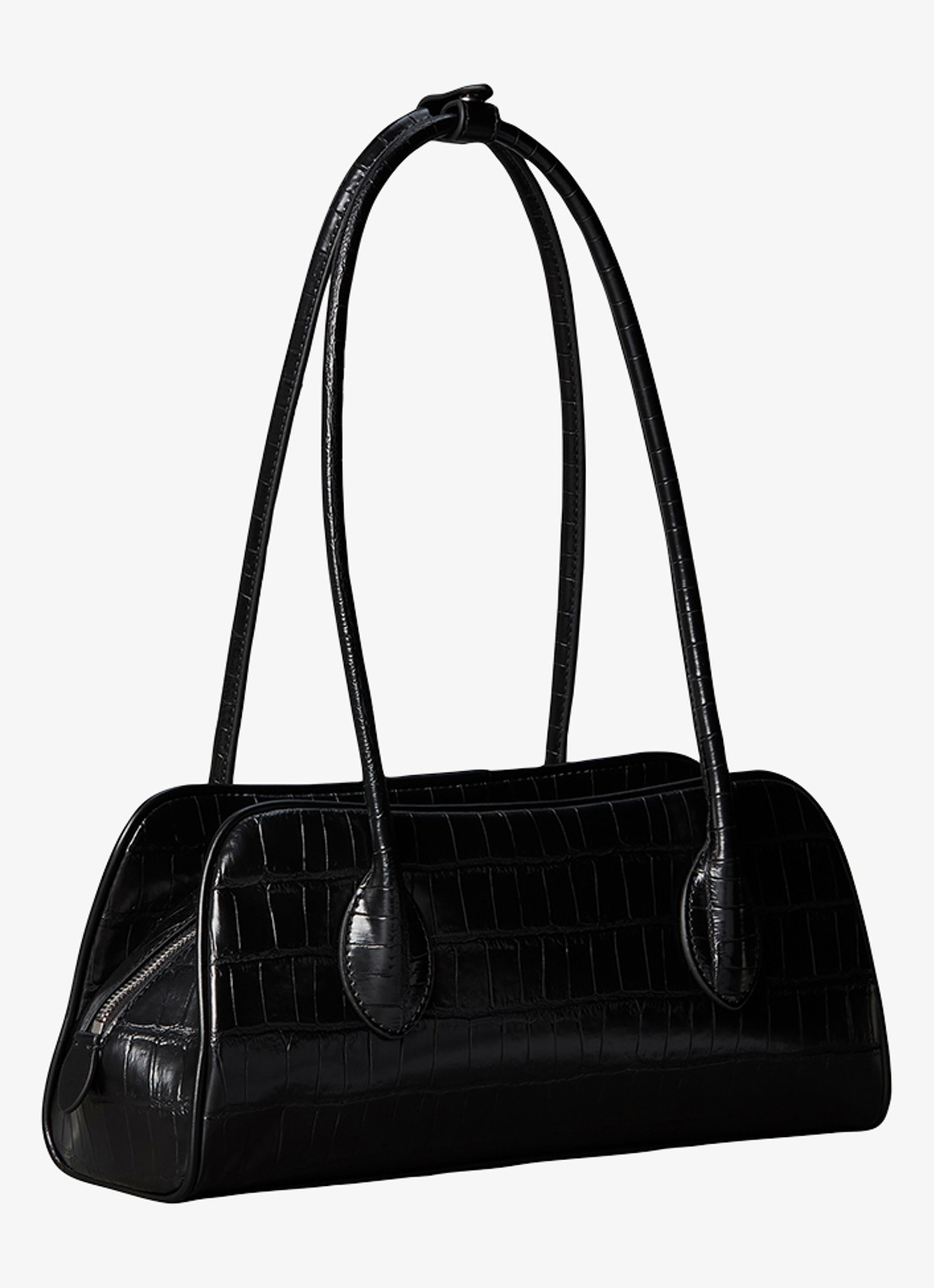 Calvin Klein Schoudertas met crocostructuur en tasbedel - achterkant 4 zwart
